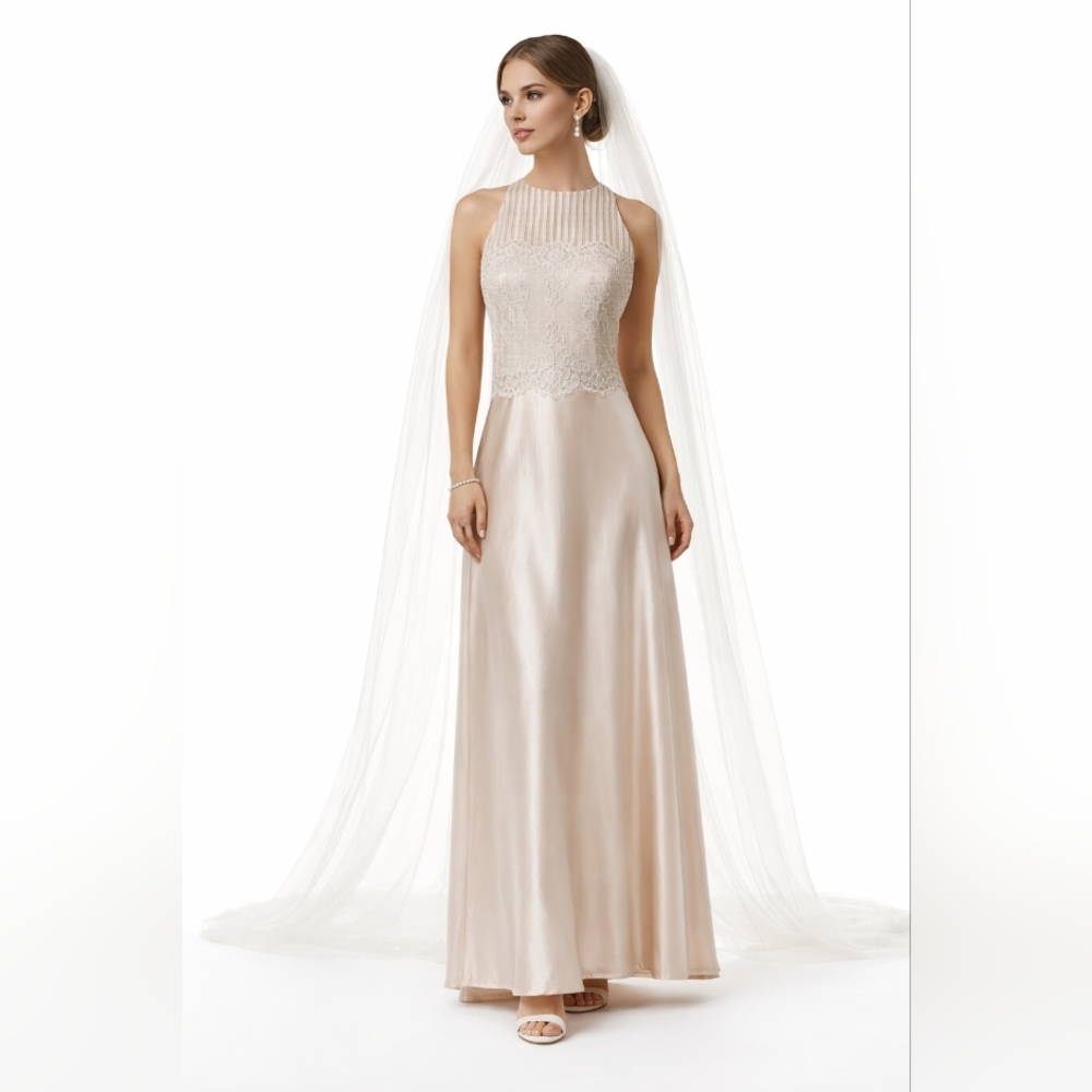 Scott McClintock Wedding Vintage Lace & Satin Gown